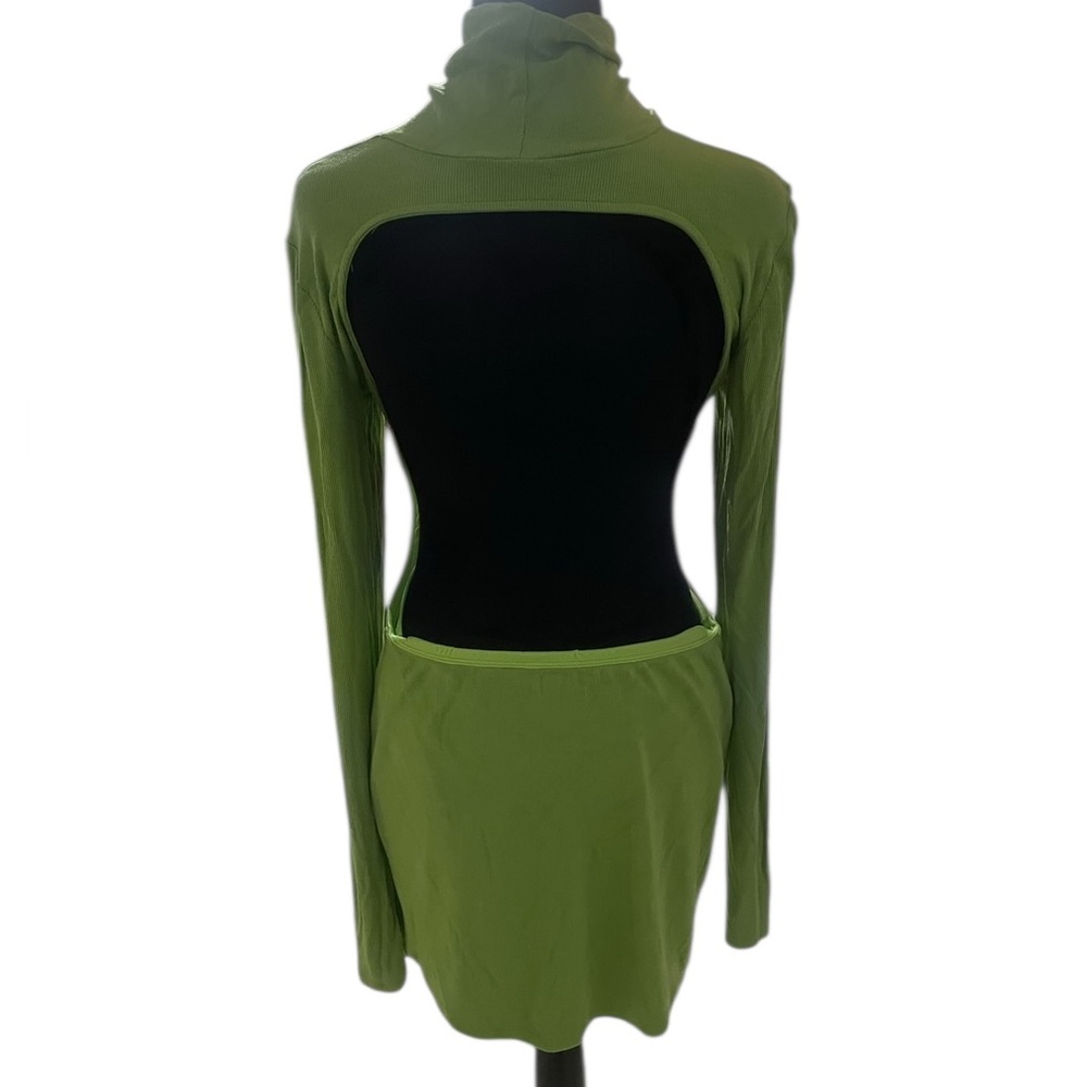 Fashion Nova Neon Green Turtleneck  mini dress, backless, Large - Picture 3 of 5